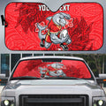 Personalised Dolphins Auto Sun Shade Polynesian Tribal Pattern With Rugby Dolphin Mascot Art