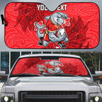 Personalised Dolphins Auto Sun Shade Polynesian Tribal Pattern With Rugby Dolphin Mascot Art