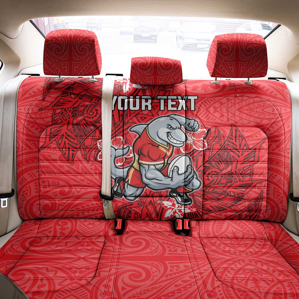 Personalised Dolphins Back Car Seat Cover Polynesian Tribal Pattern With Rugby Dolphin Mascot Art