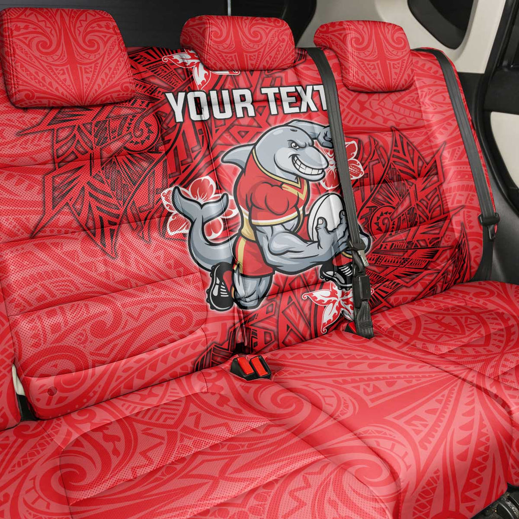 Personalised Dolphins Back Car Seat Cover Polynesian Tribal Pattern With Rugby Dolphin Mascot Art
