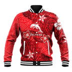 Personalised Dolphins Baseball Jacket Polynesian Tribal Pattern With Rugby Dolphin Mascot Art