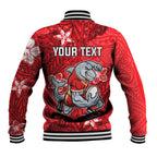 Personalised Dolphins Baseball Jacket Polynesian Tribal Pattern With Rugby Dolphin Mascot Art