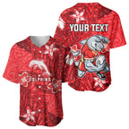Personalised Dolphins Baseball Jersey Polynesian Tribal Pattern With Rugby Dolphin Mascot Art
