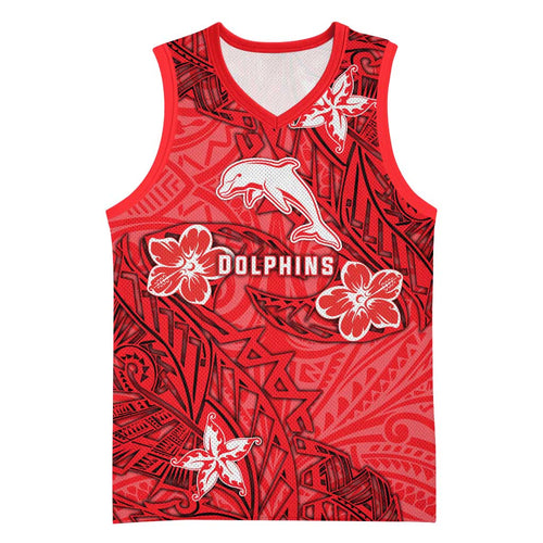 Personalised Dolphins Basketball Jersey Polynesian Tribal Pattern With Rugby Dolphin Mascot Art
