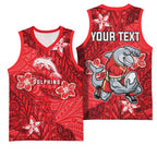 Personalised Dolphins Basketball Jersey Polynesian Tribal Pattern With Rugby Dolphin Mascot Art