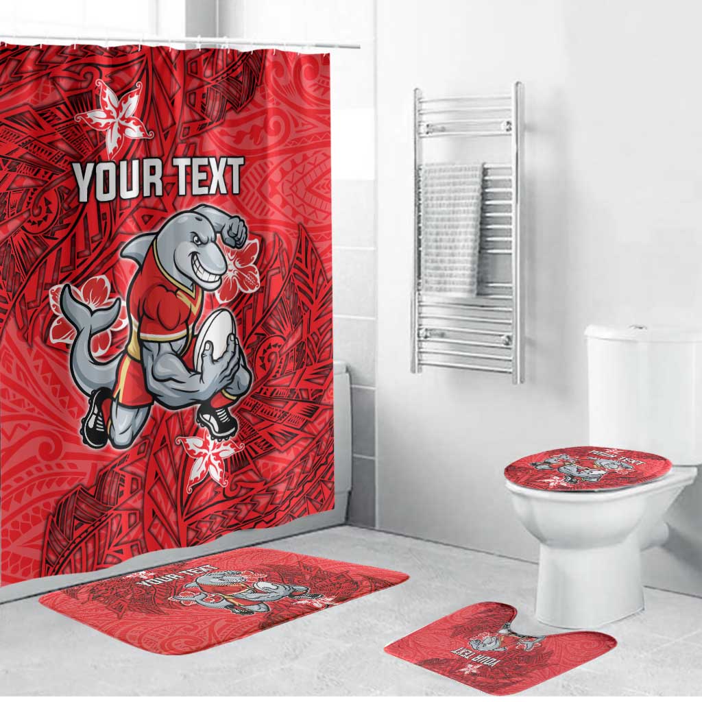 Personalised Dolphins Bathroom Set Polynesian Tribal Pattern With Rugby Dolphin Mascot Art