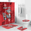 Personalised Dolphins Bathroom Set Polynesian Tribal Pattern With Rugby Dolphin Mascot Art