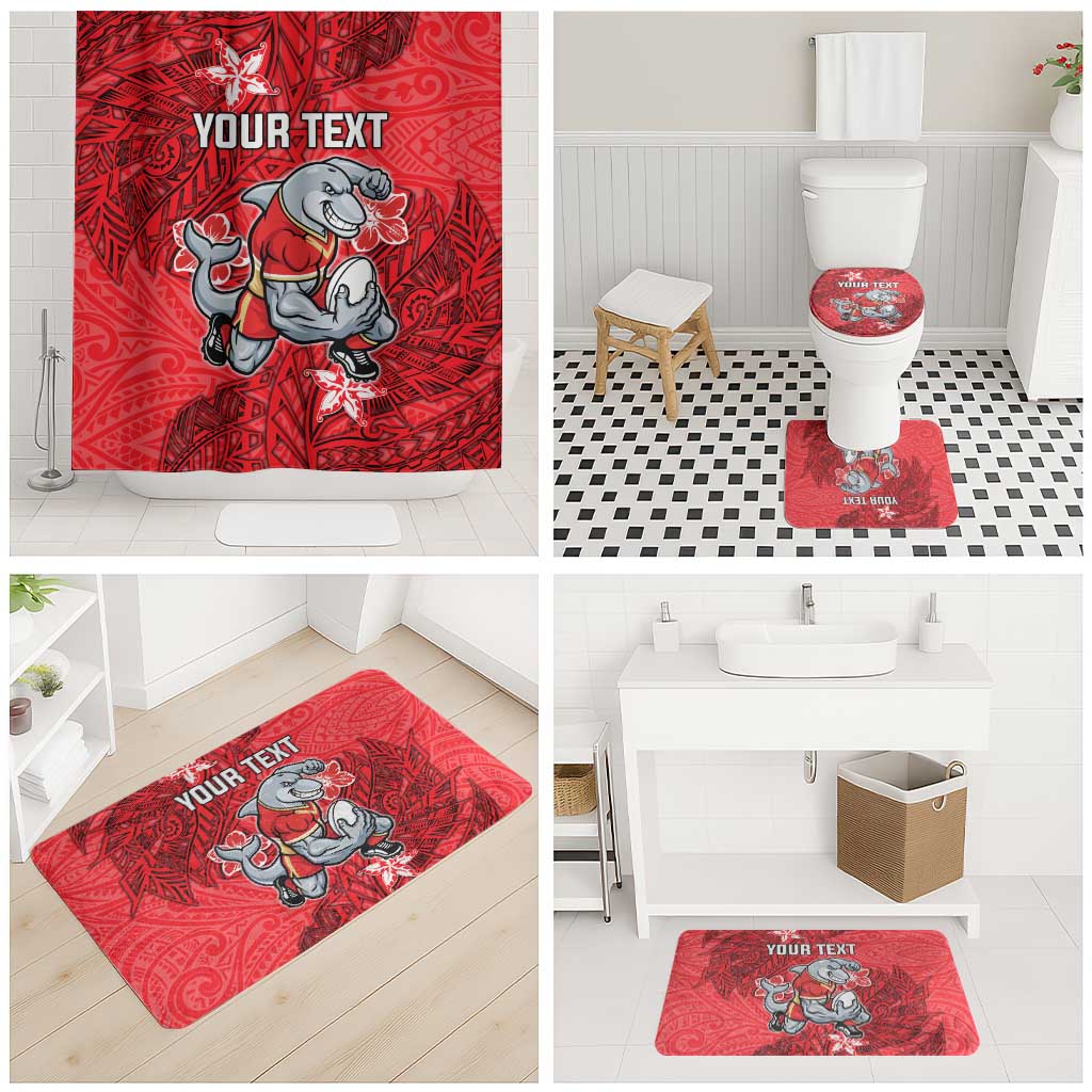 Personalised Dolphins Bathroom Set Polynesian Tribal Pattern With Rugby Dolphin Mascot Art