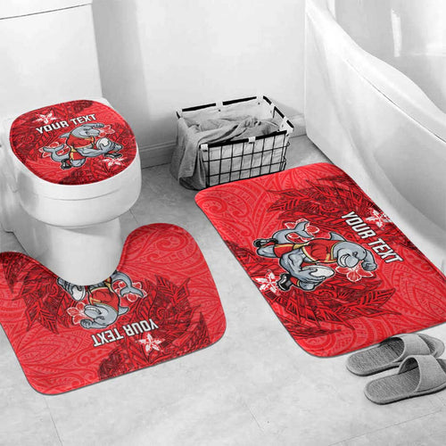 Personalised Dolphins Bathroom Set Polynesian Tribal Pattern With Rugby Dolphin Mascot Art