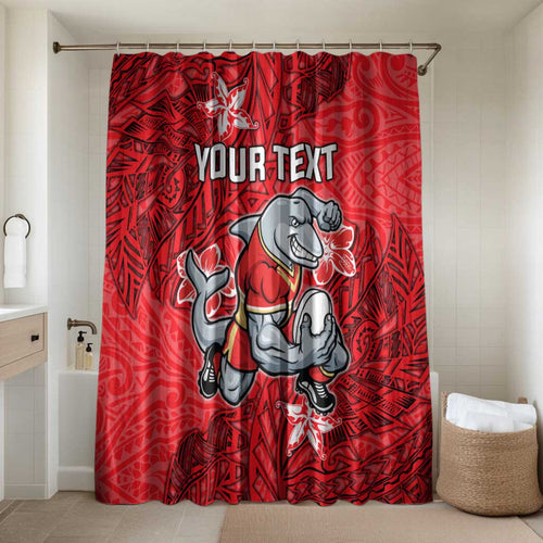 Personalised Dolphins Bathroom Set Polynesian Tribal Pattern With Rugby Dolphin Mascot Art