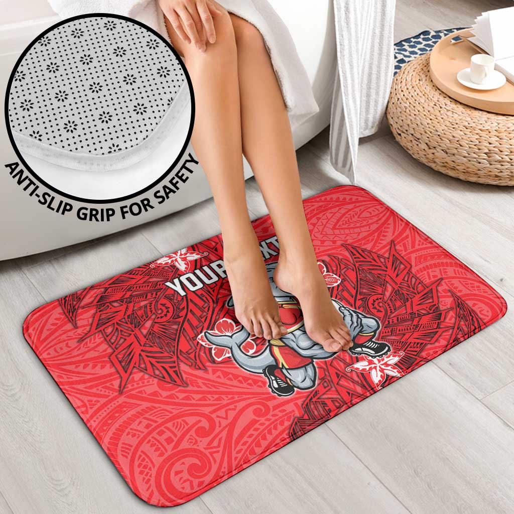 Personalised Dolphins Bathroom Set Polynesian Tribal Pattern With Rugby Dolphin Mascot Art
