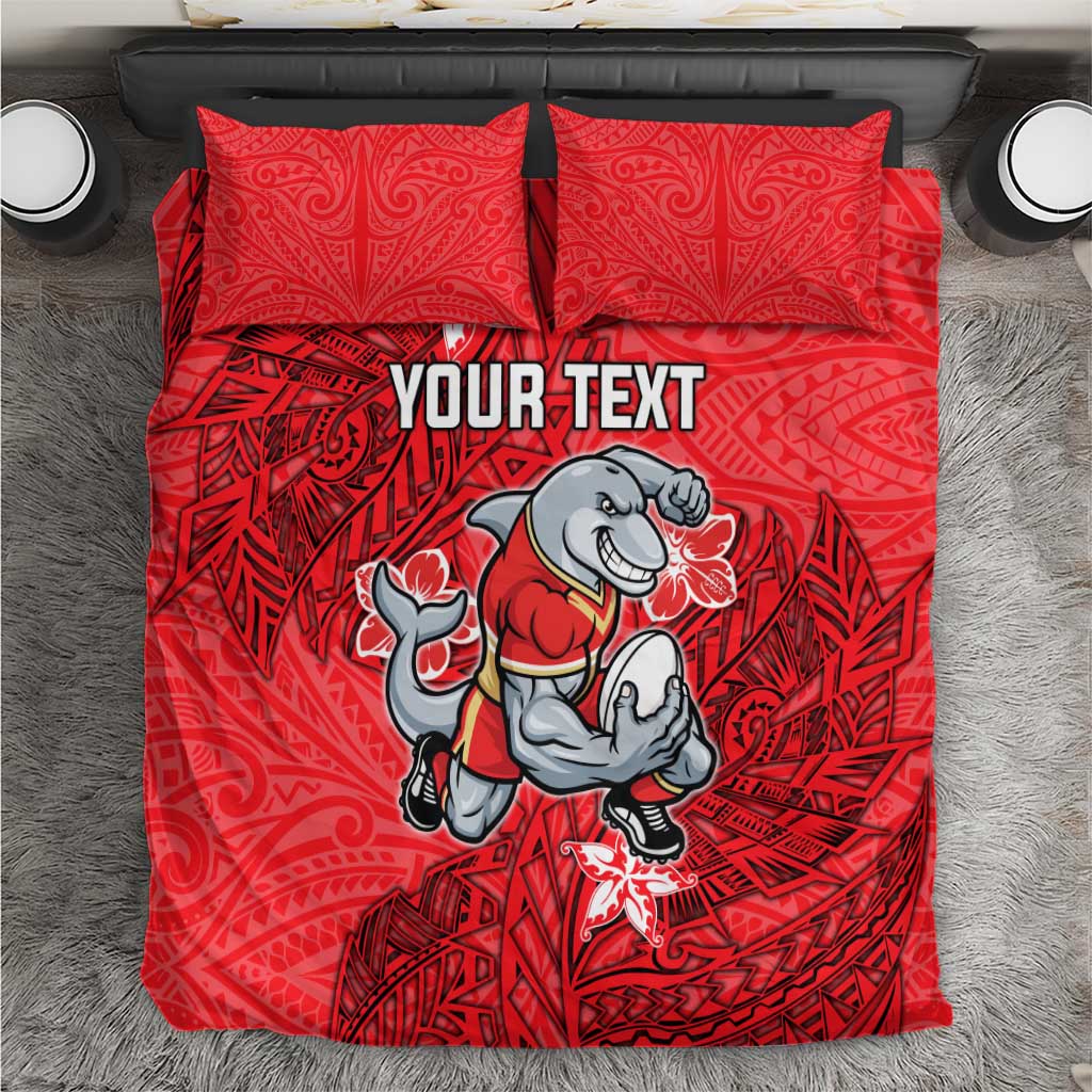 Personalised Dolphins Bedding Set Polynesian Tribal Pattern With Rugby Dolphin Mascot Art
