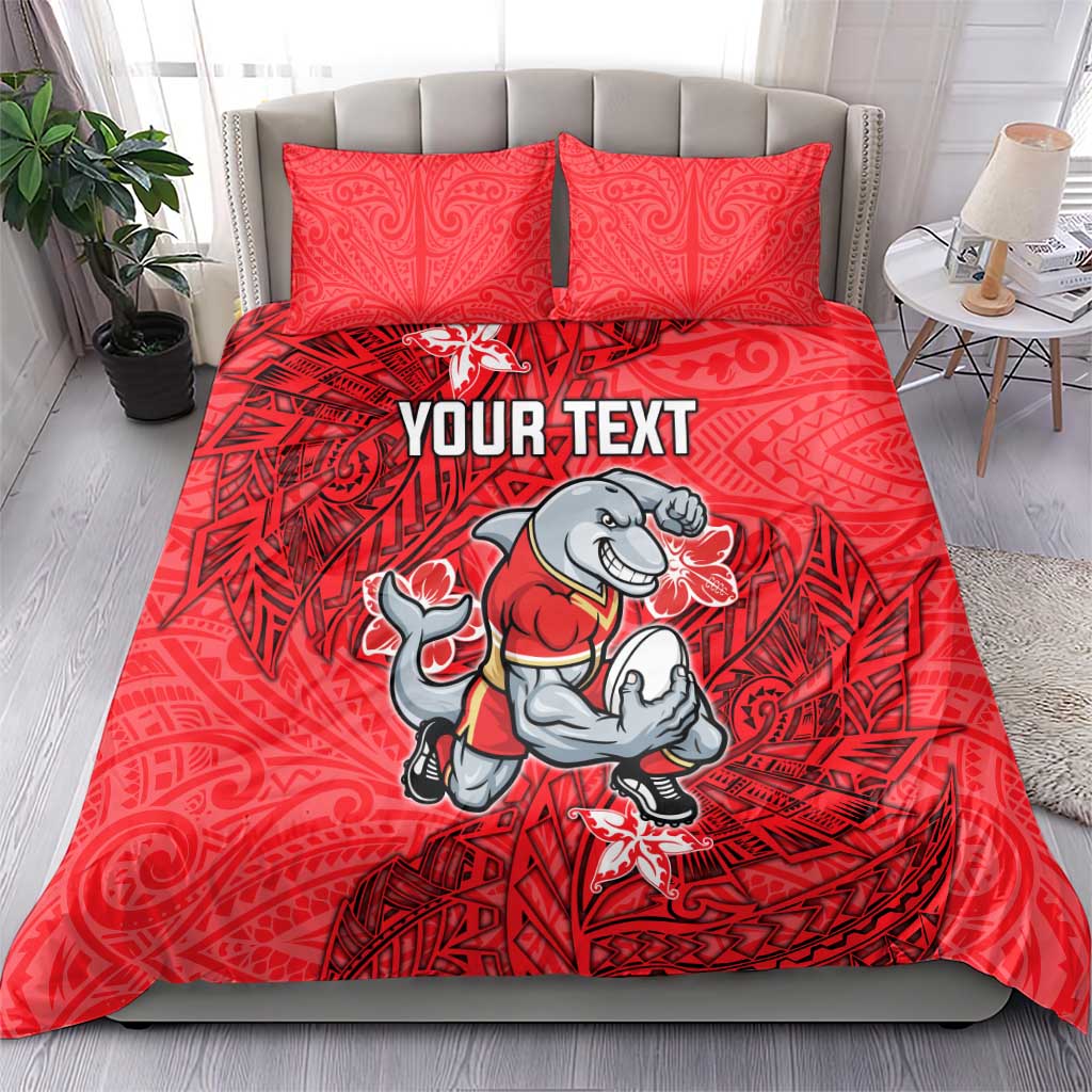Personalised Dolphins Bedding Set Polynesian Tribal Pattern With Rugby Dolphin Mascot Art