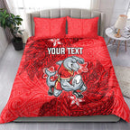 Personalised Dolphins Bedding Set Polynesian Tribal Pattern With Rugby Dolphin Mascot Art