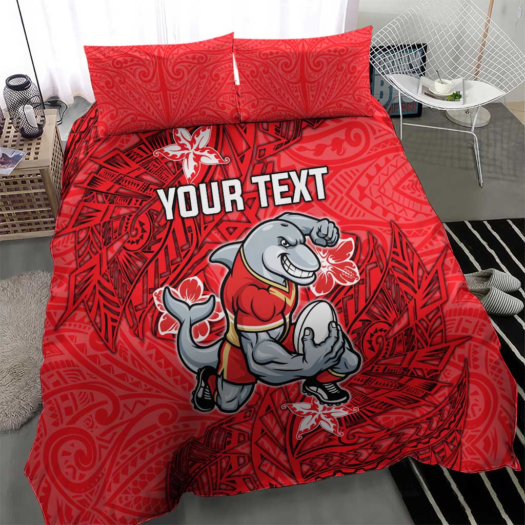 Personalised Dolphins Bedding Set Polynesian Tribal Pattern With Rugby Dolphin Mascot Art