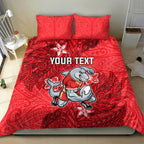 Personalised Dolphins Bedding Set Polynesian Tribal Pattern With Rugby Dolphin Mascot Art