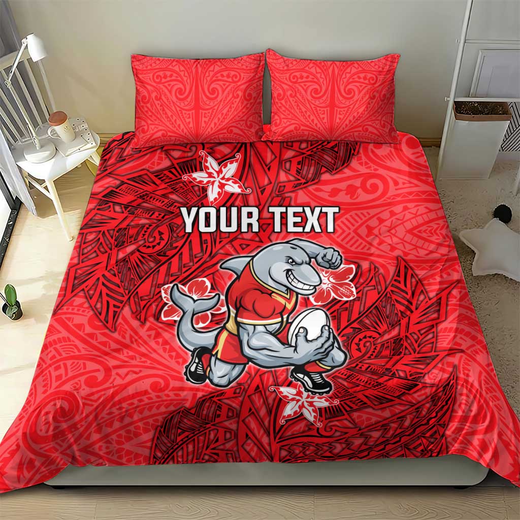 Personalised Dolphins Bedding Set Polynesian Tribal Pattern With Rugby Dolphin Mascot Art