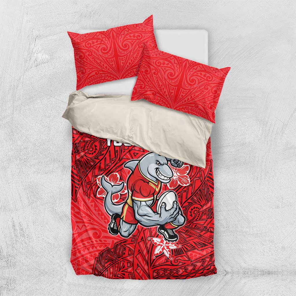Personalised Dolphins Bedding Set Polynesian Tribal Pattern With Rugby Dolphin Mascot Art
