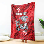 Personalised Dolphins Blanket Polynesian Tribal Pattern With Rugby Dolphin Mascot Art