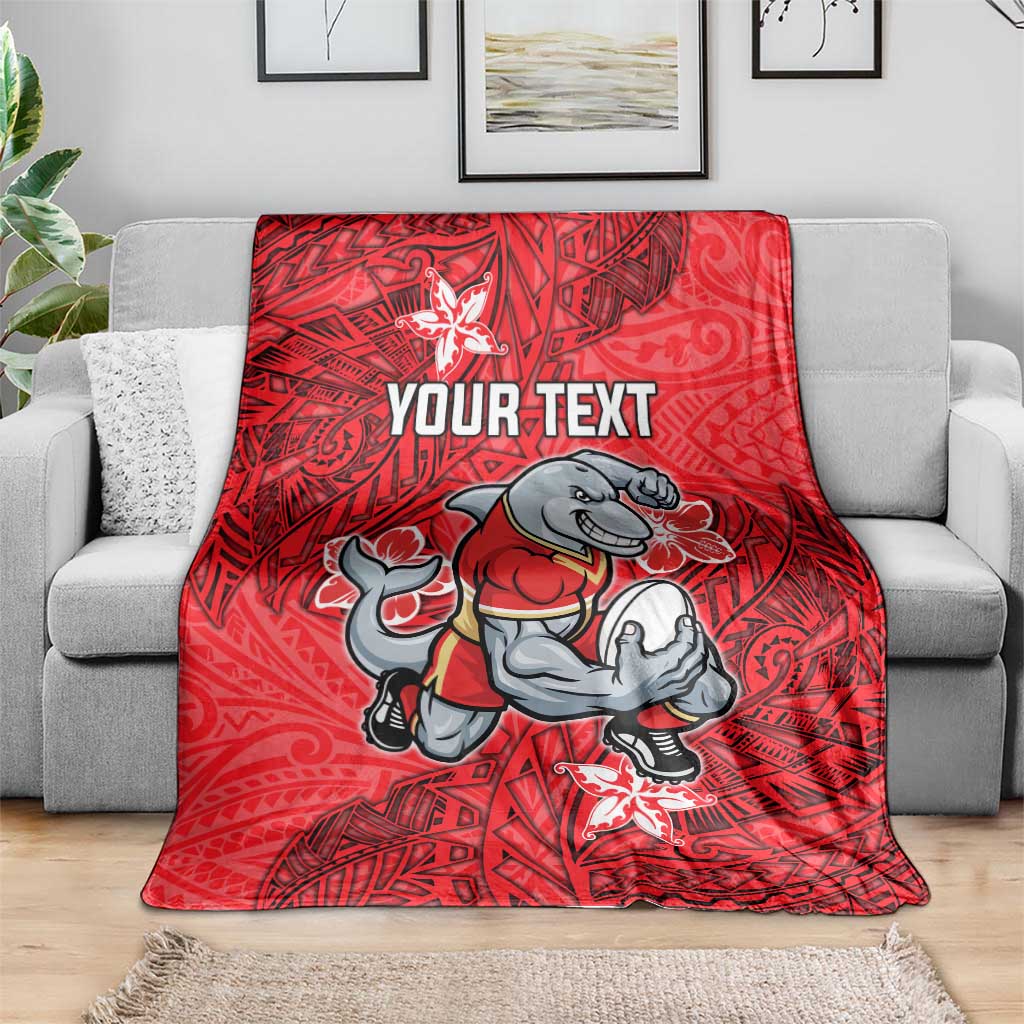 Personalised Dolphins Blanket Polynesian Tribal Pattern With Rugby Dolphin Mascot Art