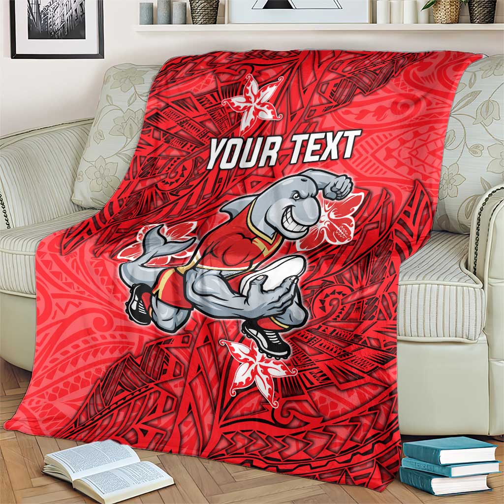 Personalised Dolphins Blanket Polynesian Tribal Pattern With Rugby Dolphin Mascot Art