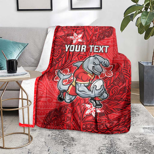 Personalised Dolphins Blanket Polynesian Tribal Pattern With Rugby Dolphin Mascot Art