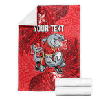 Personalised Dolphins Blanket Polynesian Tribal Pattern With Rugby Dolphin Mascot Art