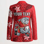 Personalised Dolphins Blazer Polynesian Tribal Pattern With Rugby Dolphin Mascot Art