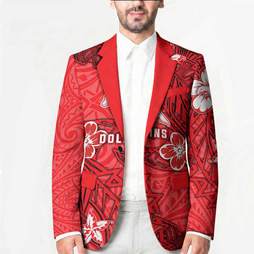 Personalised Dolphins Blazer Polynesian Tribal Pattern With Rugby Dolphin Mascot Art