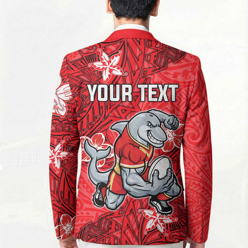 Personalised Dolphins Blazer Polynesian Tribal Pattern With Rugby Dolphin Mascot Art