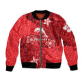 Personalised Dolphins Bomber Jacket Polynesian Tribal Pattern With Rugby Dolphin Mascot Art