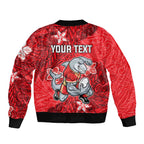 Personalised Dolphins Bomber Jacket Polynesian Tribal Pattern With Rugby Dolphin Mascot Art