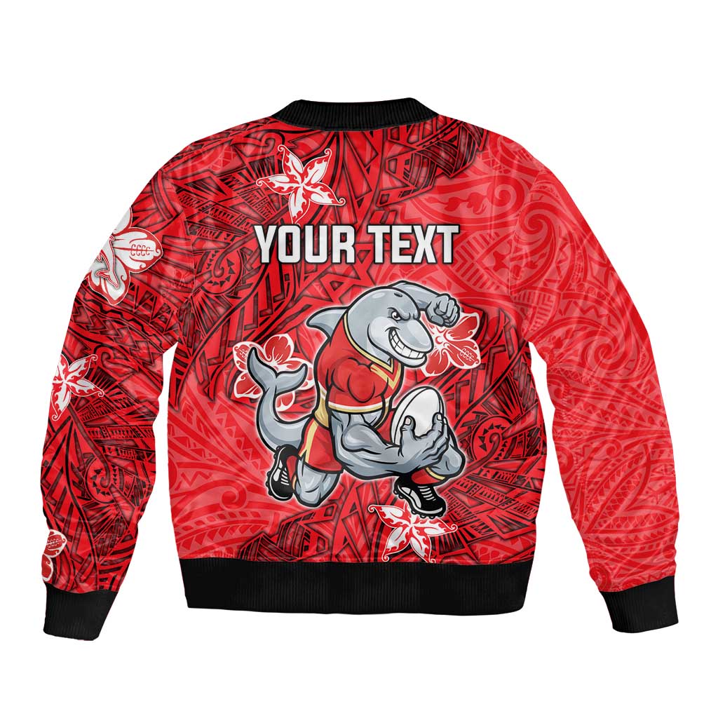 Personalised Dolphins Bomber Jacket Polynesian Tribal Pattern With Rugby Dolphin Mascot Art