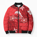 Personalised Dolphins Bomber Puffer Jacket Polynesian Tribal Pattern With Rugby Dolphin Mascot Art