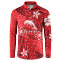 Personalised Dolphins Button Sweatshirt Polynesian Tribal Pattern With Rugby Dolphin Mascot Art