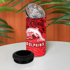 Personalised Dolphins 4 in 1 Can Cooler Tumbler Polynesian Tribal Pattern With Rugby Dolphin Mascot Art