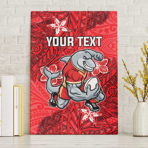 Personalised Dolphins Canvas Wall Art Polynesian Tribal Pattern With Rugby Dolphin Mascot Art