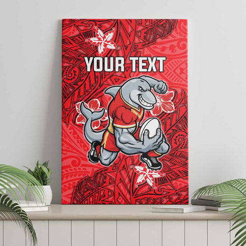 Personalised Dolphins Canvas Wall Art Polynesian Tribal Pattern With Rugby Dolphin Mascot Art
