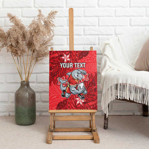 Personalised Dolphins Canvas Wall Art Polynesian Tribal Pattern With Rugby Dolphin Mascot Art