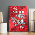 Personalised Dolphins Canvas Wall Art Polynesian Tribal Pattern With Rugby Dolphin Mascot Art