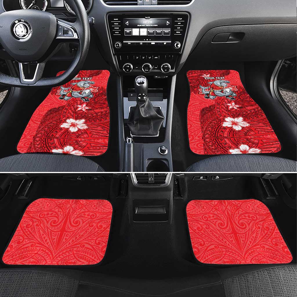 Personalised Dolphins Car Mats Polynesian Tribal Pattern With Rugby Dolphin Mascot Art