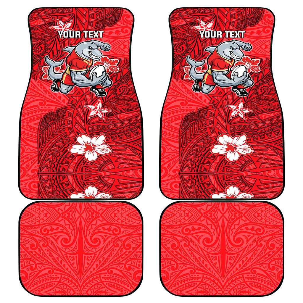 Personalised Dolphins Car Mats Polynesian Tribal Pattern With Rugby Dolphin Mascot Art