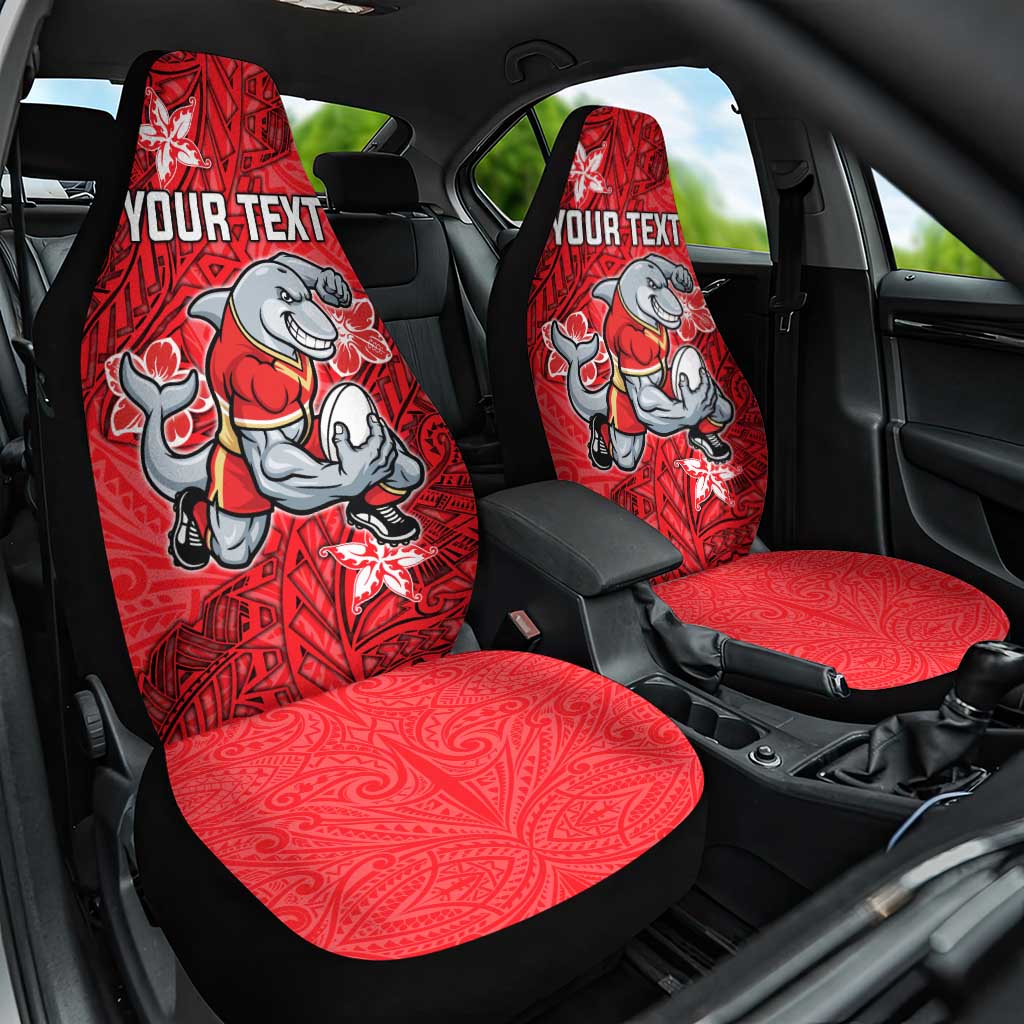 Personalised Dolphins Car Seat Cover Polynesian Tribal Pattern With Rugby Dolphin Mascot Art