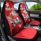 Personalised Dolphins Car Seat Cover Polynesian Tribal Pattern With Rugby Dolphin Mascot Art