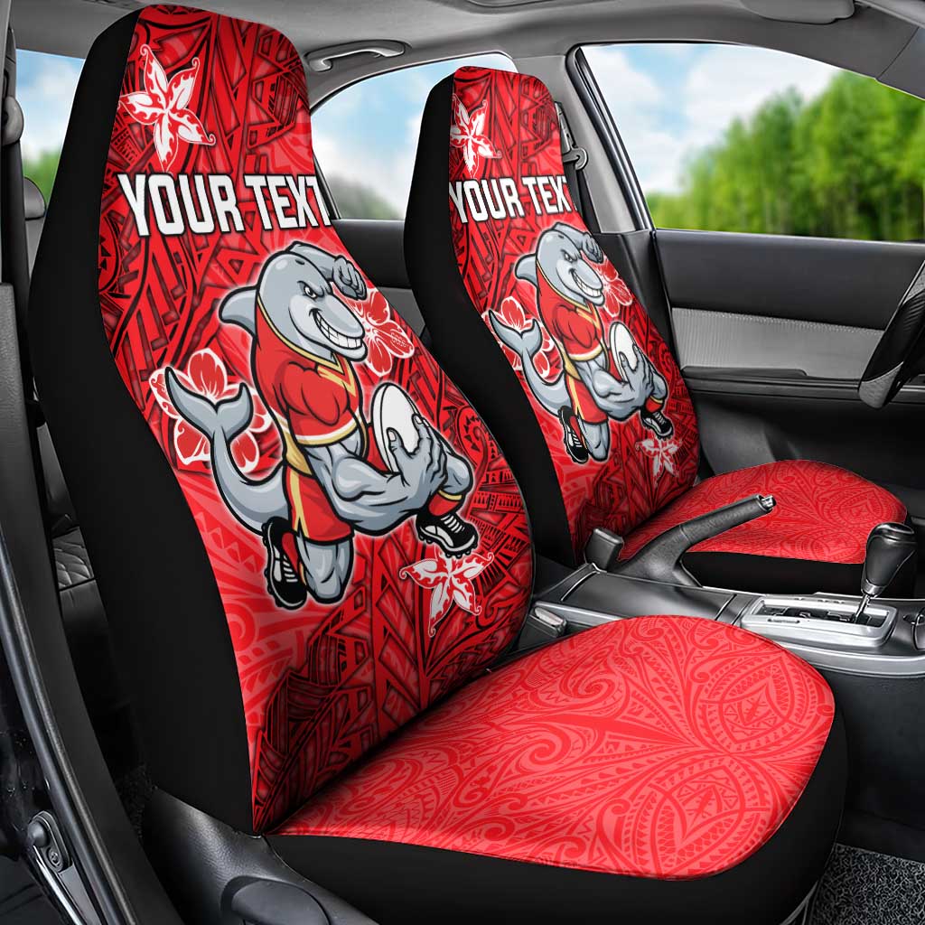 Personalised Dolphins Car Seat Cover Polynesian Tribal Pattern With Rugby Dolphin Mascot Art