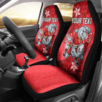 Personalised Dolphins Car Seat Cover Polynesian Tribal Pattern With Rugby Dolphin Mascot Art