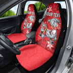 Personalised Dolphins Car Seat Cover Polynesian Tribal Pattern With Rugby Dolphin Mascot Art