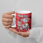 Personalised Dolphins Ceramic Mug Polynesian Tribal Pattern With Rugby Dolphin Mascot Art