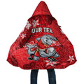 Personalised Dolphins Cloak Polynesian Tribal Pattern With Rugby Dolphin Mascot Art