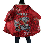 Personalised Dolphins Cloak Polynesian Tribal Pattern With Rugby Dolphin Mascot Art